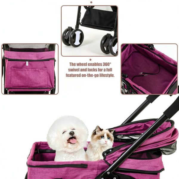 Pet Stroller NChanmar Linen Design for Small Pets-4