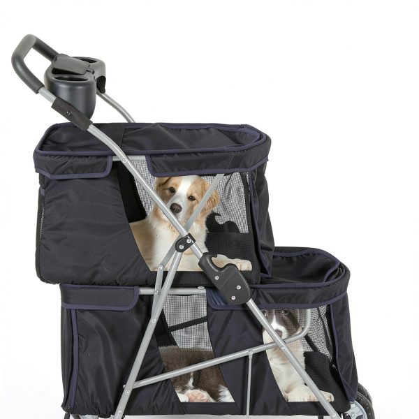 WYGMAV Pet Stroller for 2 Pets Black Foldable-6