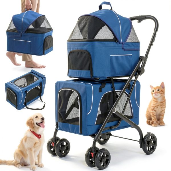 Pet Stroller Acesolid Carbon Steel Blue Baby-0