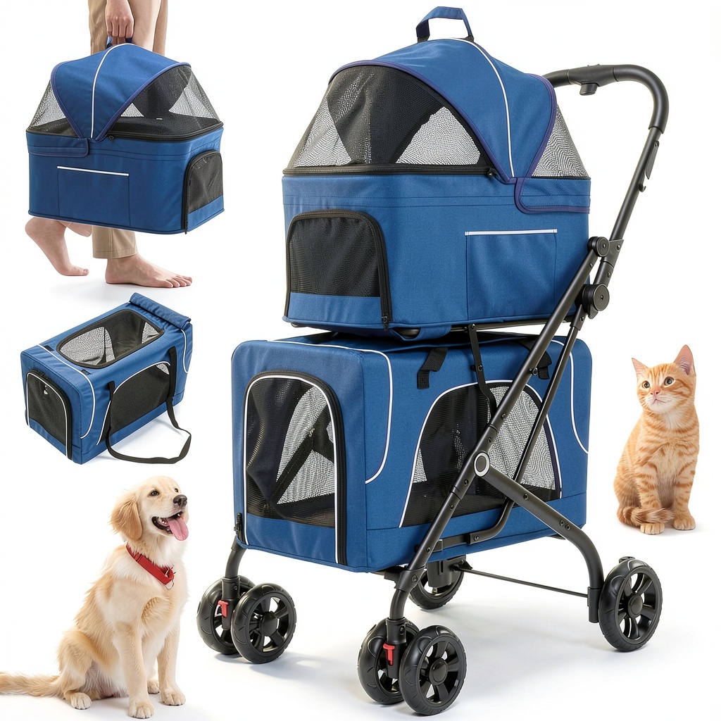Acesolid pet stroller folded in a car trunk