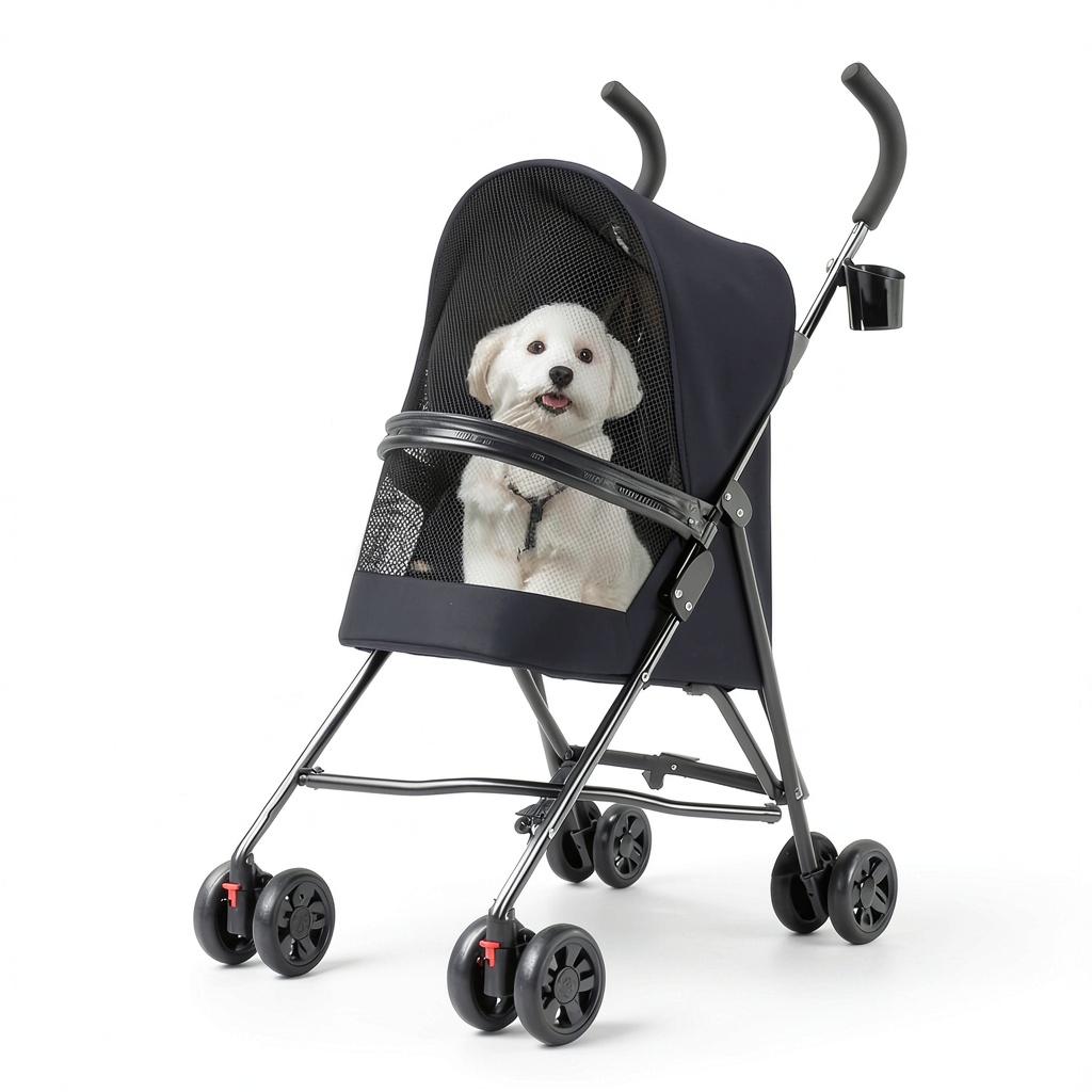 SAVEYOUR Pet Stroller folded and unfolded on a grassy park path