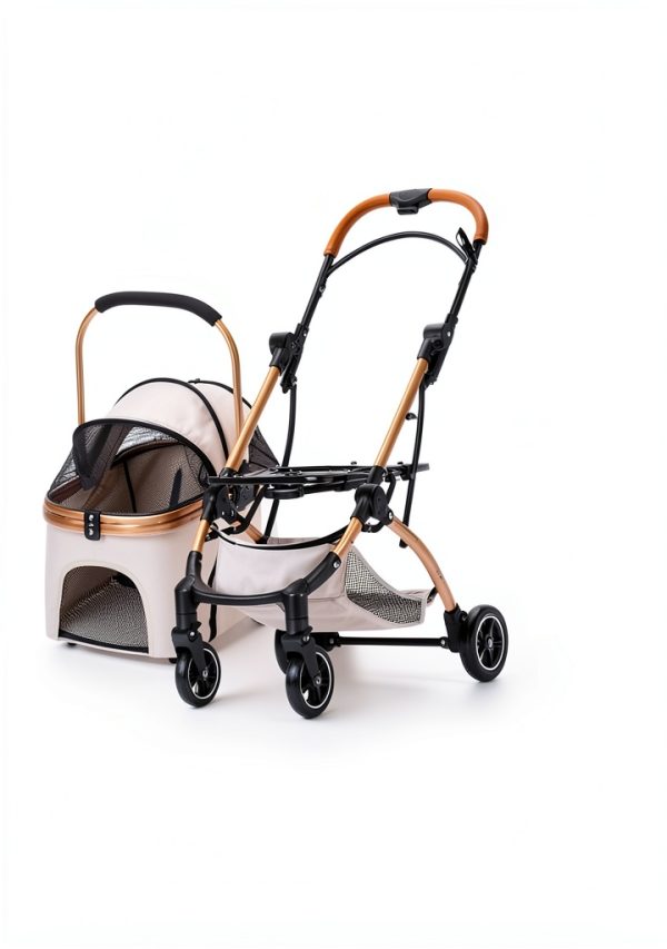 Dec-Mec Pet Stroller Oxford Cloth 2 Point Harness Beige-4