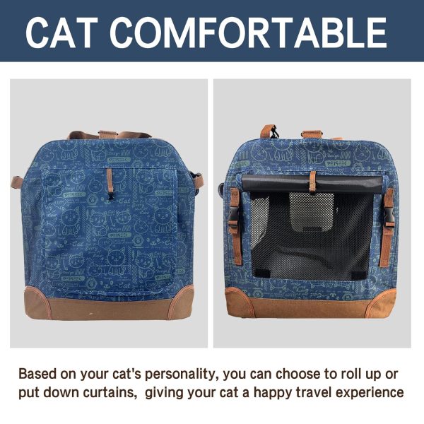 Petseek Cat Stroller Navy Aluminum Frame Nylon Carrier-4