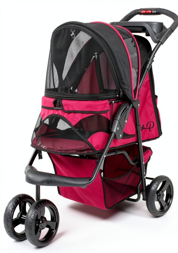 Petique Razz Berry Pet Stroller for Cats and Dogs-0