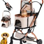 Dec-Mec Pet Stroller Oxford Cloth 2 Point Harness Beige-0