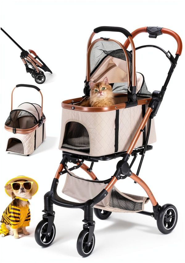 Dec-Mec Pet Stroller Oxford Cloth 2 Point Harness Beige-0