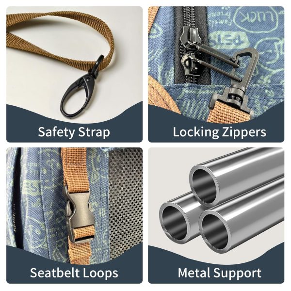 Petseek Cat Stroller Navy Aluminum Frame Nylon Carrier-2