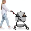 LEMY Pet Stroller for Cats Grey Stainless Steel-7