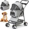 LEMY Pet Stroller for Cats Grey Stainless Steel-0
