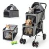 MKSY Pet Stroller Grey Foldable Double Carrier Shock-0