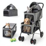 MKSY Pet Stroller Grey Foldable Double Carrier Shock-0