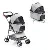 LEMY Pet Stroller for Cats Grey Stainless Steel-5