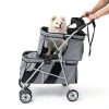 Tokenkuko Pet Stroller Double Deckers Foldable Gray-5