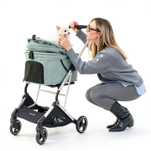 BEBEROAD PETS Cat Stroller Aluminum Frame Green T4 Model-1