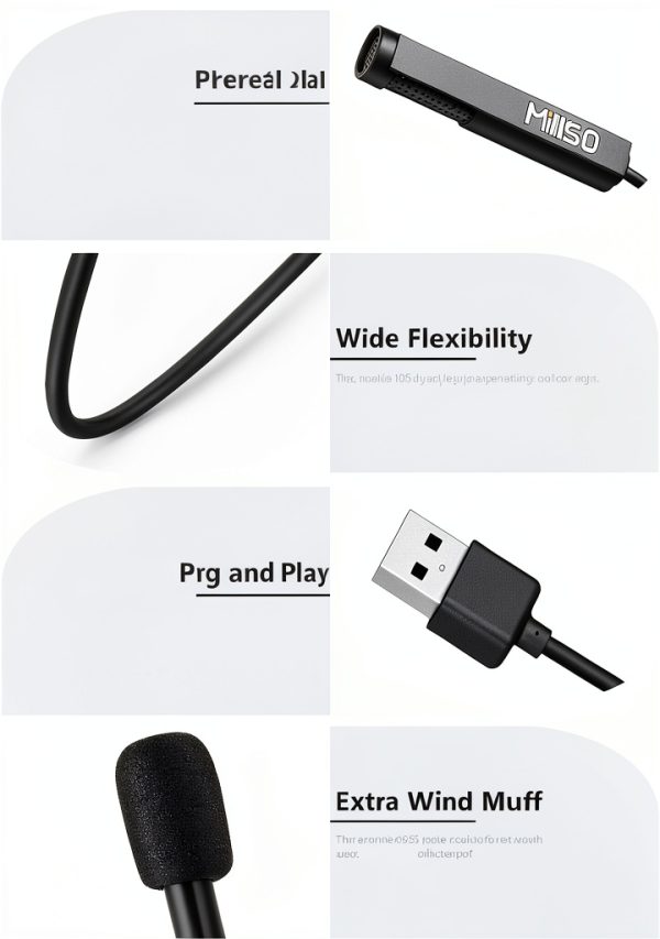 USB Lavalier Microphone MillSO Clip Design ABS-8
