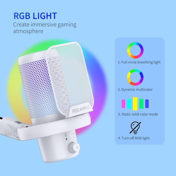 FEELWORLD VM1 Gaming Microphone White Plastic-3