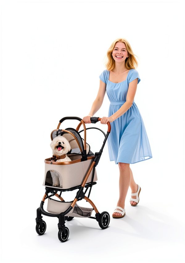 Dec-Mec Pet Stroller Oxford Cloth 2 Point Harness Beige-6