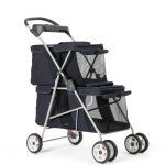 WYGMAV Pet Stroller for 2 Pets Black Foldable-0