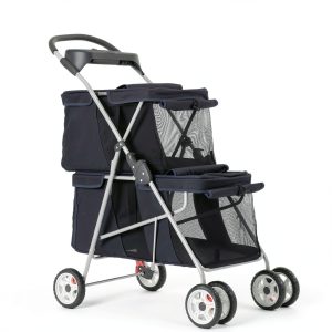 WYGMAV Pet Stroller for 2 Pets Black Foldable-0