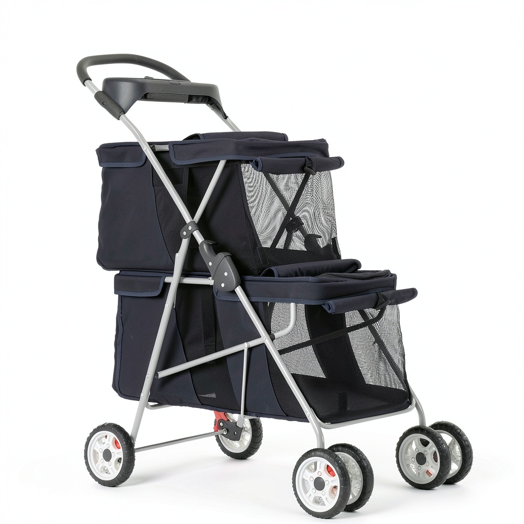 Pet stroller with two pets inside