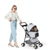 LEMY Pet Stroller for Cats Grey Stainless Steel-8