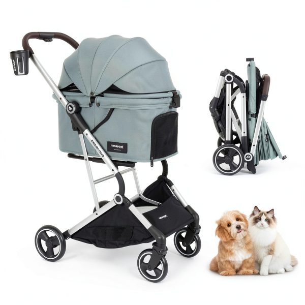 BEBEROAD PETS Cat Stroller Aluminum Frame Green T4 Model-0