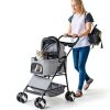 LEMY Pet Stroller for Cats Grey Stainless Steel-1