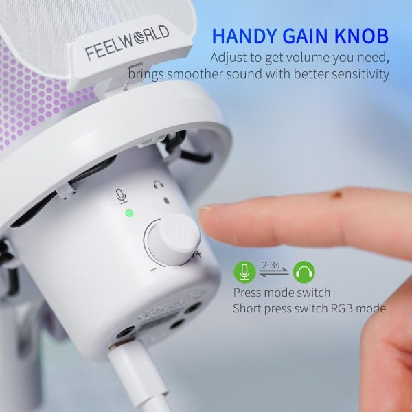 FEELWORLD VM1 Gaming Microphone White Plastic-2
