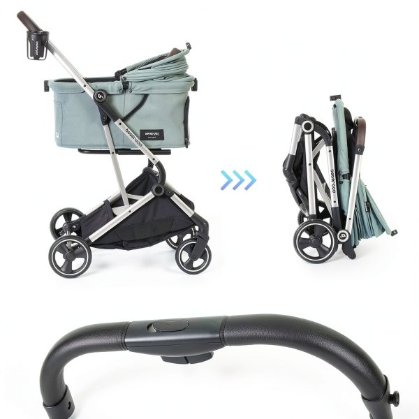 BEBEROAD PETS Cat Stroller Aluminum Frame Green T4 Model-3