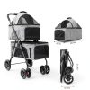 MKSY Pet Stroller Grey Foldable Double Carrier Shock-5