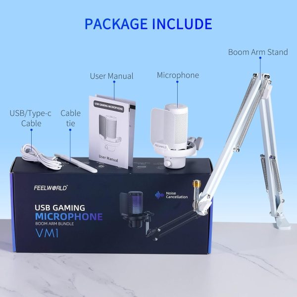 FEELWORLD VM1 Gaming Microphone White Plastic-6
