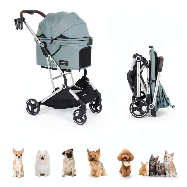 BEBEROAD PETS Cat Stroller Aluminum Frame Green T4 Model-5