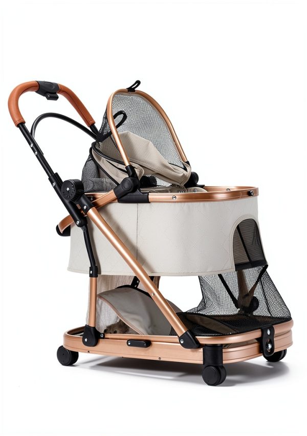 Dec-Mec Pet Stroller Oxford Cloth 2 Point Harness Beige-1