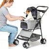 LEMY Pet Stroller for Cats Grey Stainless Steel-6
