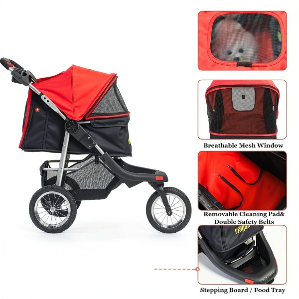 VIAGDO Pet Stroller 600D Oxford Fabric 3 Wheels-2