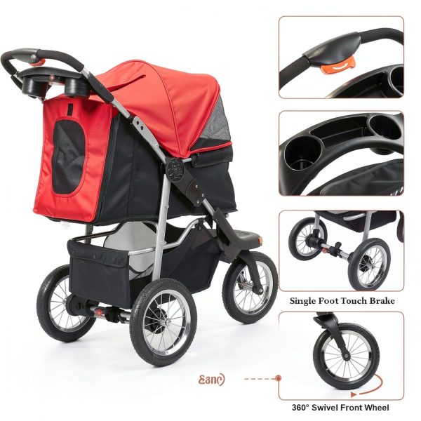 VIAGDO Pet Stroller 600D Oxford Fabric 3 Wheels-4