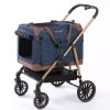 Petseek Cat Stroller Navy Aluminum Frame Nylon Carrier-0