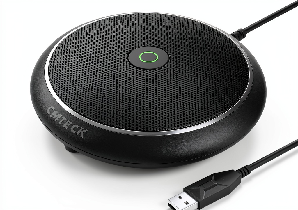 CMTECK USB Conference Mic on a modern desk