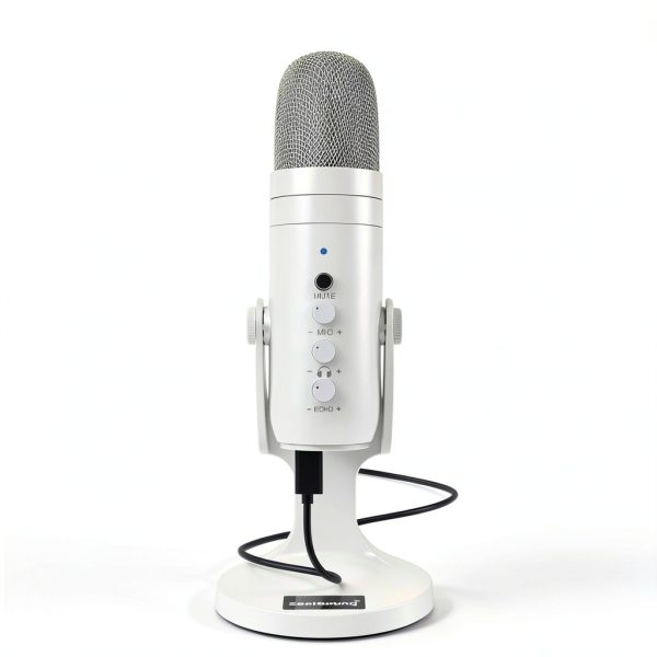 ZealSound K66W USB Gaming Microphone White Compact Studio Mic with-1
