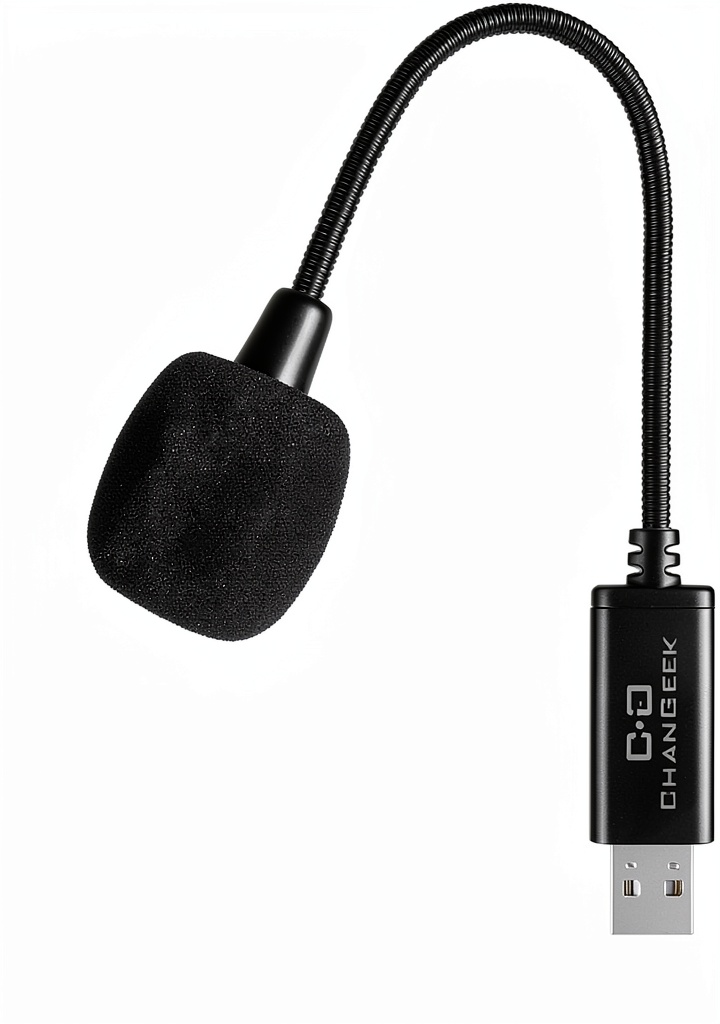 ChanGeek USB microphone on a desk during a video call