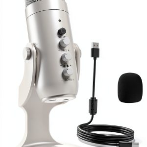 ZealSound K66W USB Gaming Microphone White Compact Studio Mic with-0