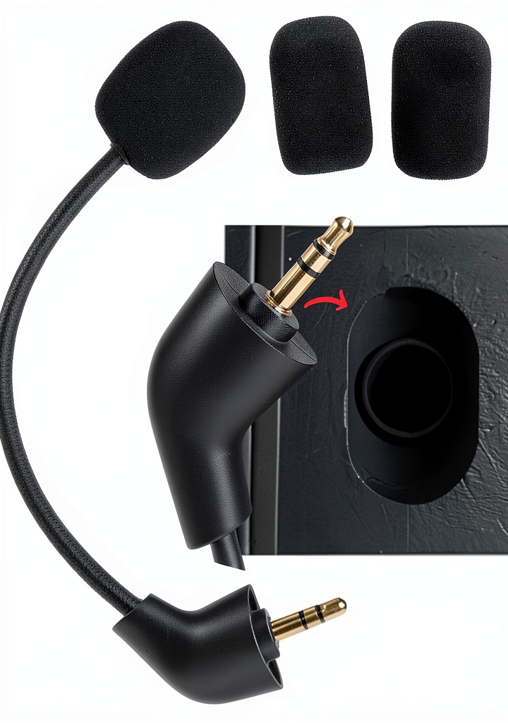 HyperX mic replacement installed on a gaming headset