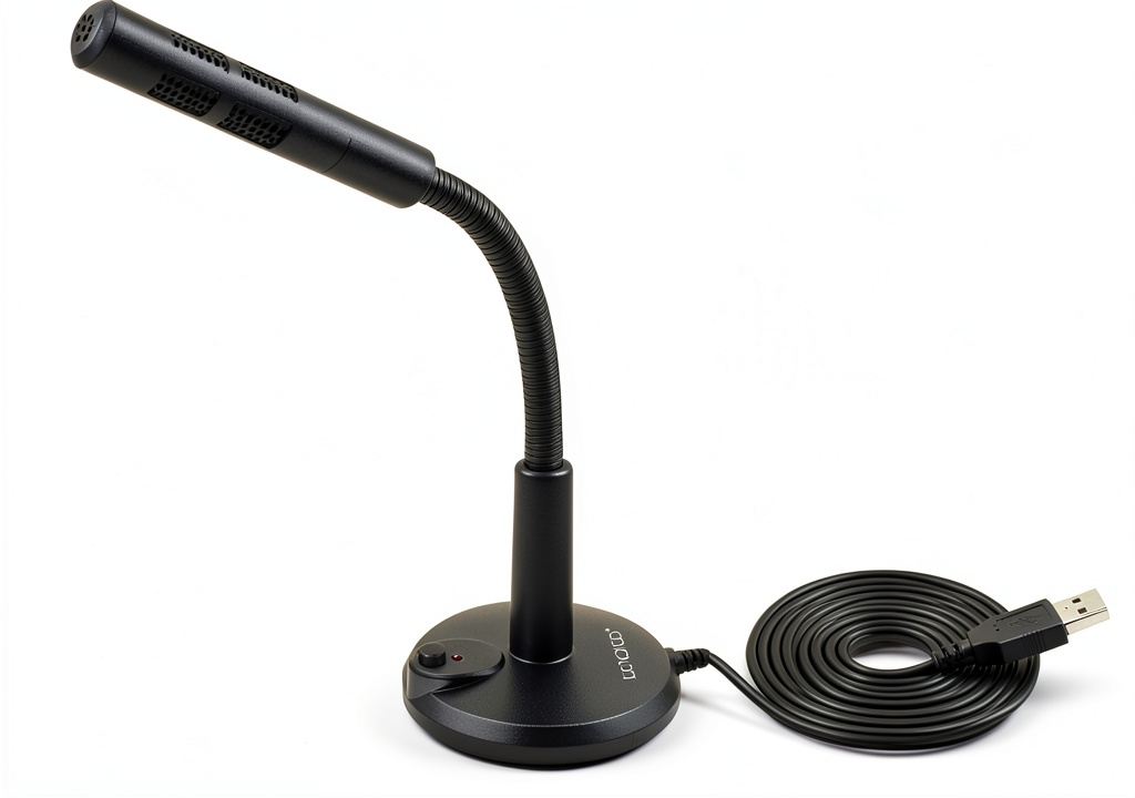 LANDIBO QWE900 USB microphone with gooseneck on a desk