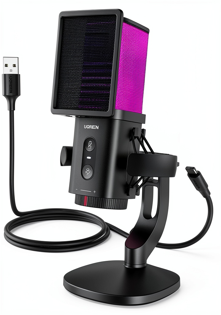 Ugreen USB microphone on a gaming desk
