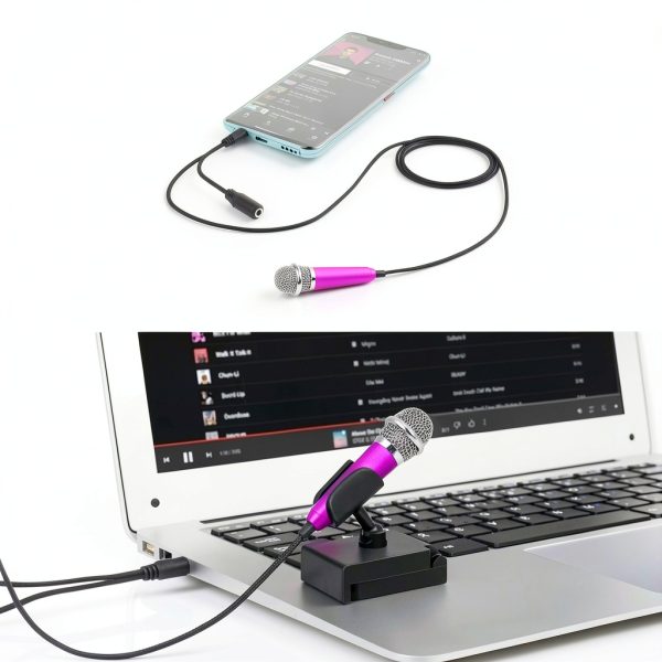 Mini Microphone Uniwit Handheld Condenser with Rose Red Stand-3