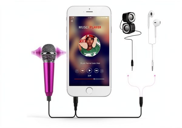 Mini Microphone Uniwit Handheld Condenser with Rose Red Stand-2