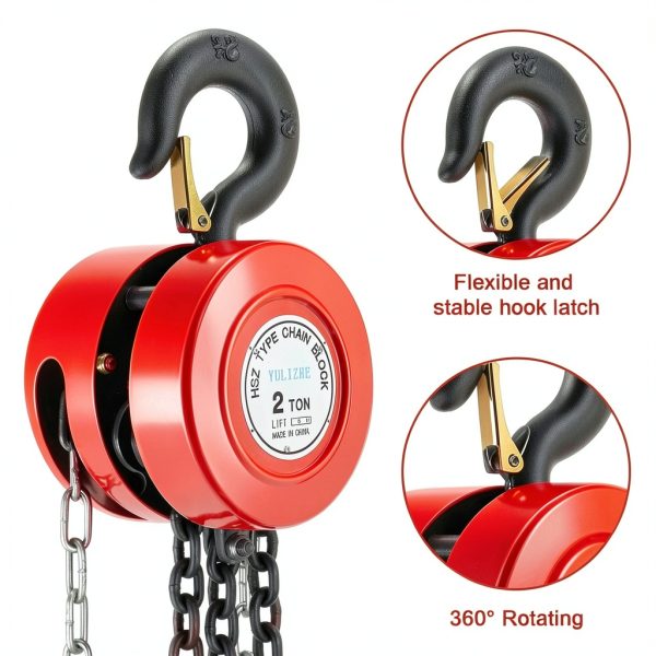 Hand Chain Hoist 2 Ton Red YULIZHE Manual Steel Chain Block Hoist-2