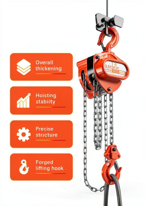 Hand Chain Hoist HUGOASIS 1/2 Ton 10FT Orange Manual with Dual Brakes-5