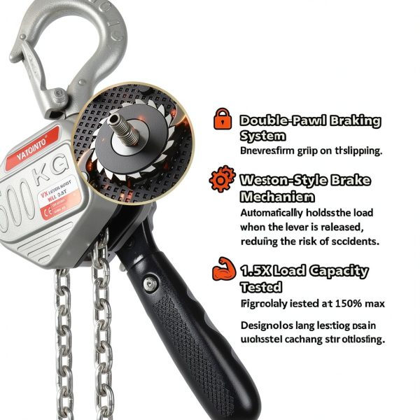 1/2 Ton Chain Hoist YATOINTO Lever Hoist Aluminum 5ft Lift Silver-3